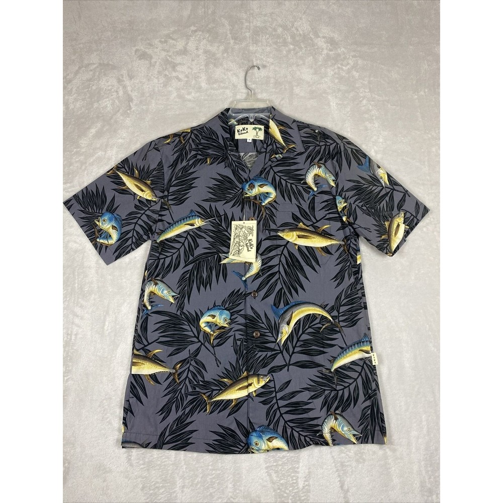 Koko Island Men's Small USA made button up shirt Hawaiian Sail Fish Mahi